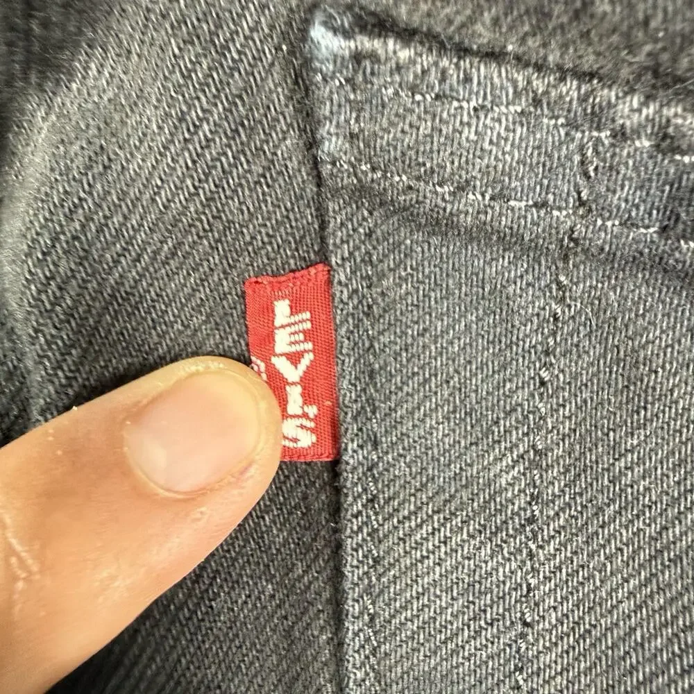 Levi's 501 Straight Jeans Button Fly Red Tab Big E Premium Black W30 L30